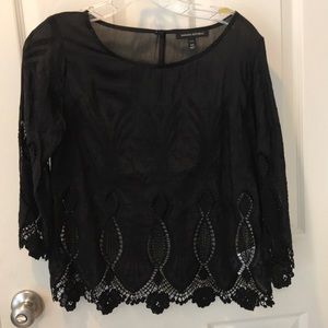 Lacy black silk blouse